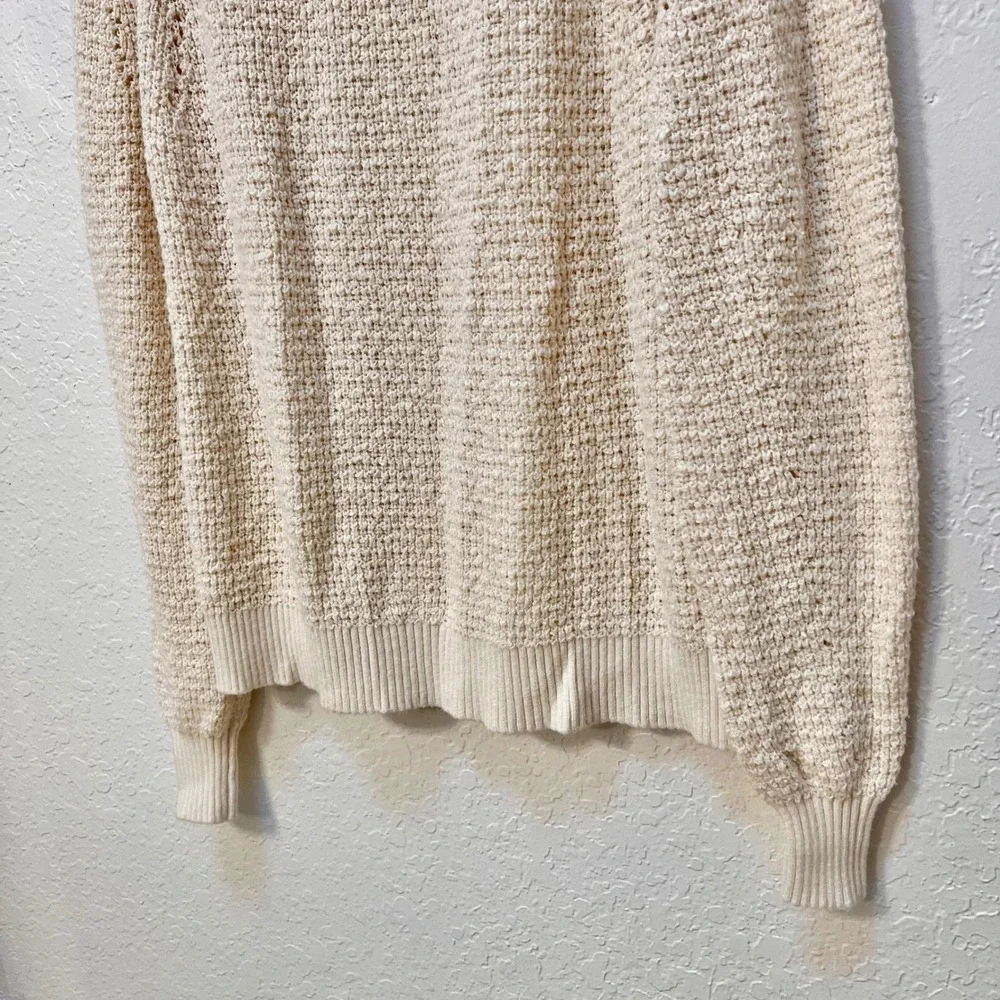 Free People By Your Side Cowl Neck Textured Knit Raglan Sweater Cream S Chunky